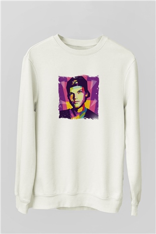 AviciiBaskılı Beyaz Sweatshirt
