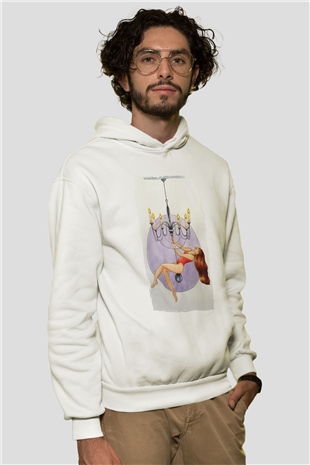 Avizeci Beyaz Unisex Kapüşonlu Sweatshirt