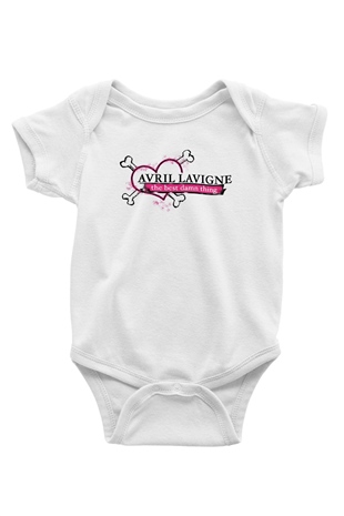 Avril Lavigne Baskılı Beyaz Unisex Bebek Body - Zıbın