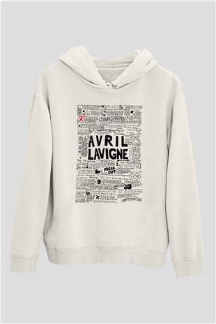 Avril Lavigne Beyaz Unisex Kapşonlu Sweatshirt