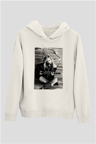 Avril Lavigne Beyaz Unisex Kapşonlu Sweatshirt