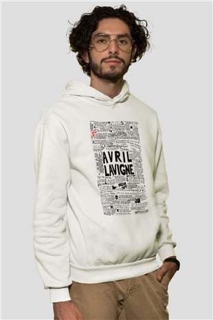 Avril Lavigne Beyaz Unisex Kapşonlu Sweatshirt