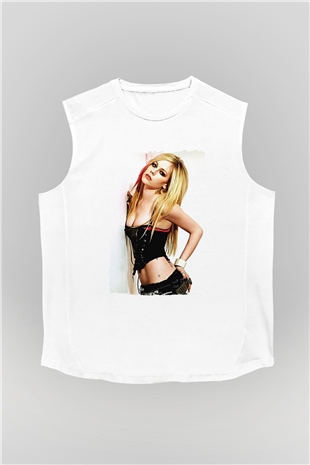 Avril Lavigne Beyaz Unisex Kolsuz Tişört