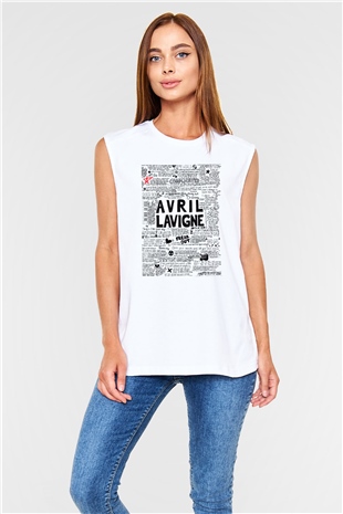 Avril Lavigne Beyaz Unisex Kolsuz Tişört