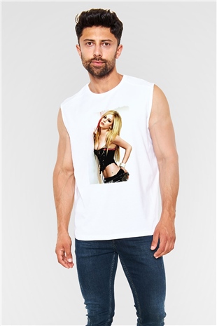 Avril Lavigne Beyaz Unisex Kolsuz Tişört