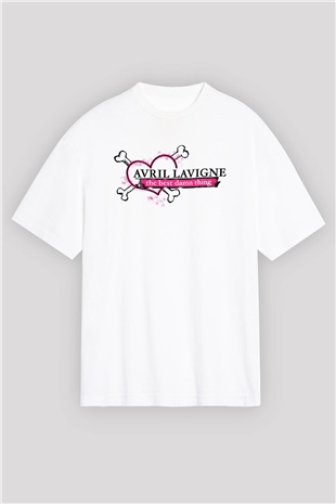Avril Lavigne Beyaz Unisex Oversize Tişört T-Shirt