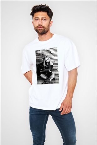 Avril Lavigne Beyaz Unisex Oversize Tişört T-Shirt