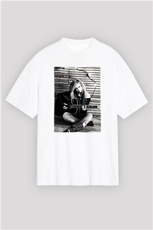 Avril Lavigne Beyaz Unisex Oversize Tişört T-Shirt