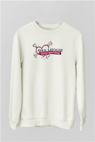Avril Lavigne Beyaz Unisex Sweatshirt