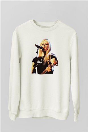 Avril Lavigne Beyaz Unisex Sweatshirt