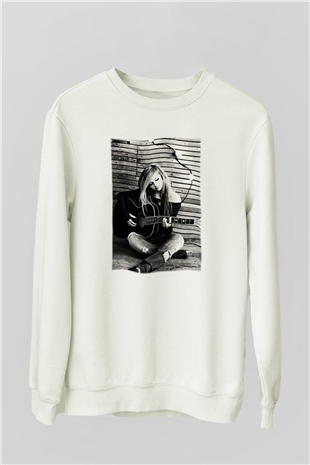 Avril Lavigne Beyaz Unisex Sweatshirt