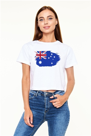 Avustralya Beyaz Croptop Tişört