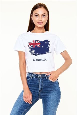 Avustralya Beyaz Croptop Tişört