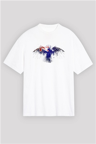 Avustralya Beyaz Unisex Oversize Tişört T-Shirt