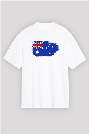 Avustralya Beyaz Unisex Oversize Tişört T-Shirt