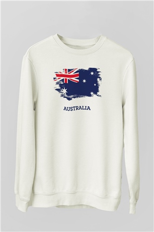 Avustralya Beyaz Unisex Sweatshirt