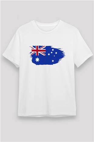 Avustralya Beyaz Unisex Tişört T-Shirt - TişörtFabrikası