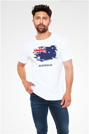 Avustralya Beyaz Unisex Tişört T-Shirt - TişörtFabrikası