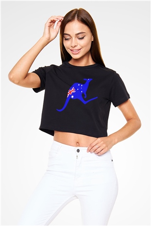 Avustralya Siyah Crop Top Tişört