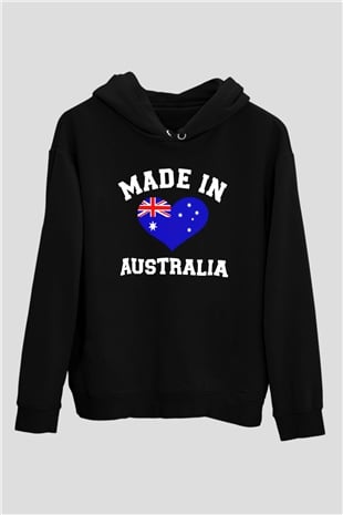 Avustralya Siyah Unisex Hoodie
