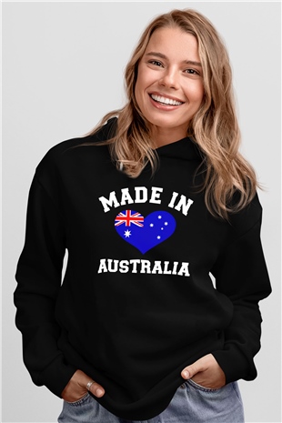 Avustralya Siyah Unisex Hoodie