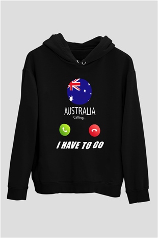 Avustralya Siyah Unisex Hoodie