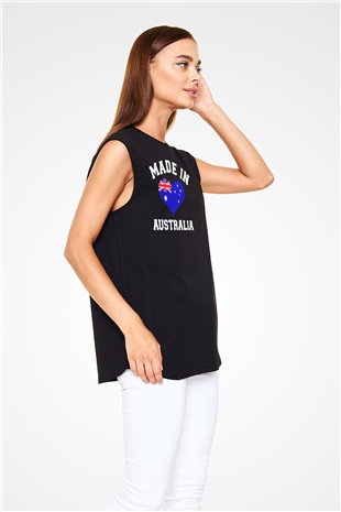 Avustralya Siyah Unisex Kolsuz Tişört