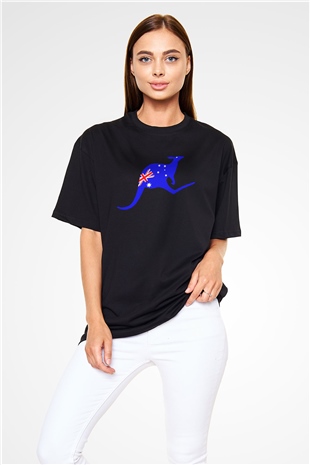 Avustralya Siyah Unisex Oversize Tişört T-Shirt