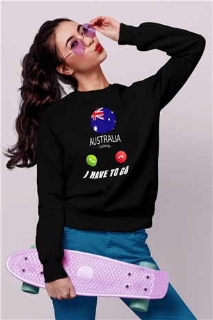 Avustralya Siyah Unisex Sweatshirt