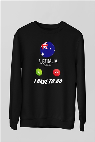 Avustralya Siyah Unisex Sweatshirt