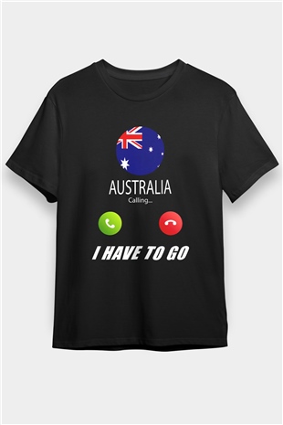 Avustralya Siyah Unisex Tişört T-Shirt - TişörtFabrikası