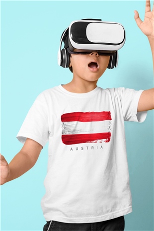 Avusturya Beyaz Unisex Çocuk Tişört