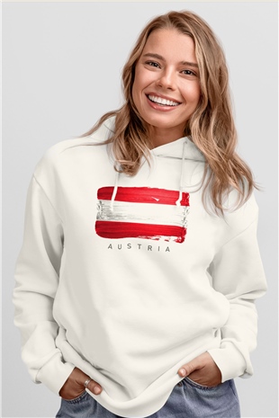 Avusturya Beyaz Unisex Hoodie