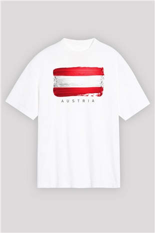 Avusturya Beyaz Oversize Tişört Oversize T-shirt - TişörtFabrikası