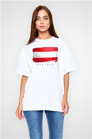 Avusturya Beyaz Oversize Tişört Oversize T-shirt - TişörtFabrikası
