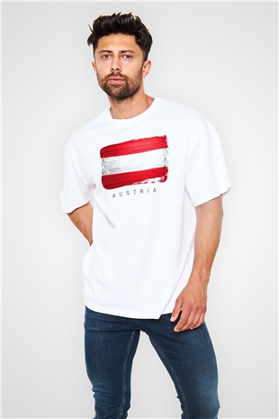 Avusturya Beyaz Oversize Tişört Oversize T-shirt - TişörtFabrikası