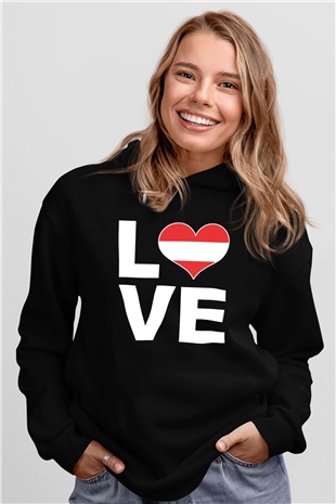 Avusturya Siyah Unisex Hoodie