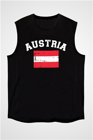 Avusturya Siyah Unisex Kolsuz Tişört