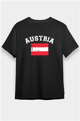 Avusturya Siyah Unisex Tişört T-Shirt - TişörtFabrikası