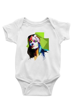 Axl Rose Baskılı Beyaz Unisex Bebek Body - Zıbın