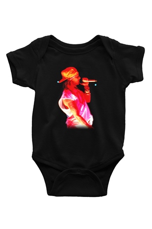 Axl Rose Baskılı Siyah Bebek Body - Zıbın