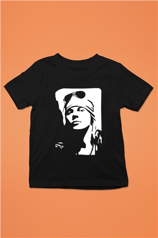 Axl Rose Baskılı Siyah Unisex Çocuk Tişört