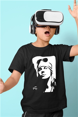 Axl Rose Baskılı Siyah Unisex Çocuk Tişört