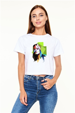 Axl Rose Beyaz Croptop Tişört