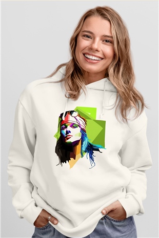 Axl Rose Beyaz Unisex Kapşonlu Sweatshirt