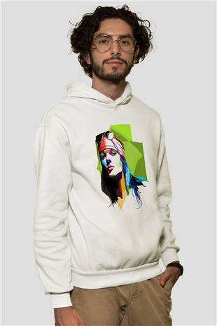 Axl Rose Beyaz Unisex Kapşonlu Sweatshirt