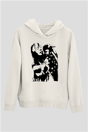 Axl Rose Beyaz Unisex Kapşonlu Sweatshirt