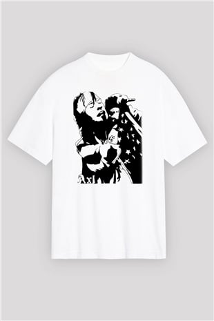 Axl Rose Beyaz Unisex Oversize Tişört T-Shirt
