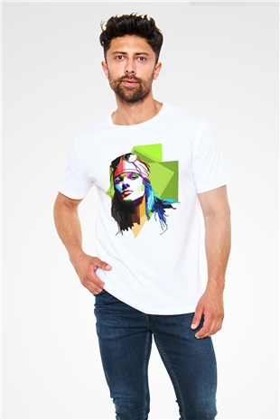 Axl Rose Beyaz Unisex Tişört T-Shirt - TişörtFabrikası