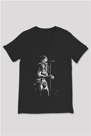Axl Rose Siyah Unisex V Yaka Tişört T-Shirt